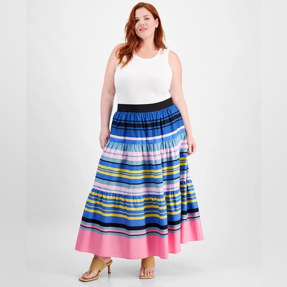 On 34th Dresses & Skirts - ON 34TH MACY’S NWT 20W Trendy Striped Tiered Maxi Skirt • Bold Spring Stripes